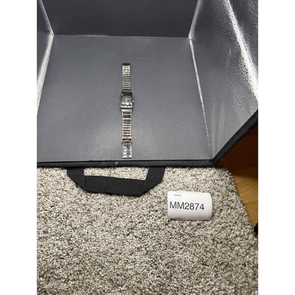 RADO Diamond Accent Watch 3710-2035 Rectangle Black Dial Silver Tone 21mm - Picture 13 of 14